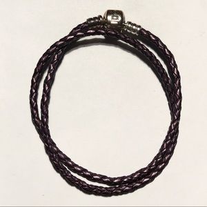 Pandora Purple Braided Double Leather Bracelet